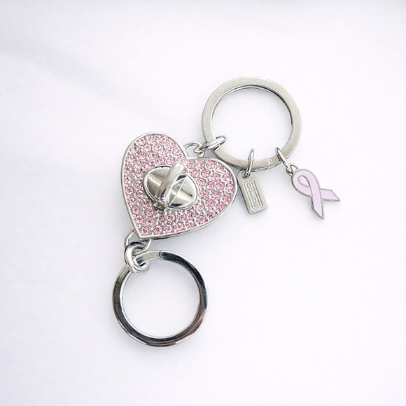 Coach Accessories - Coach Pink Crystal Heart Turnlock Valet Keychain Crystal 2008